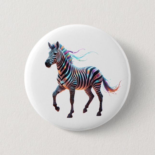 Rainbow Neon Fantasy Zebra Knapp (Framsida)