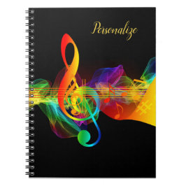 Rainbow Neon Music Note Journal Spiral-antecknings Anteckningsbok