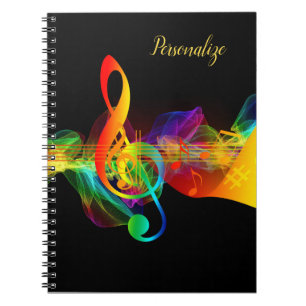 Rainbow Neon Music Note Journal Spiral-antecknings Anteckningsbok