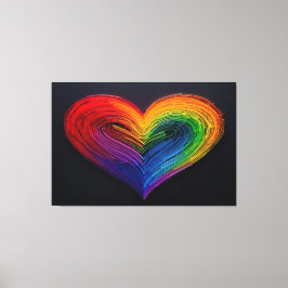 Rainbow Neon Quilled Heart Poster Canvastryck