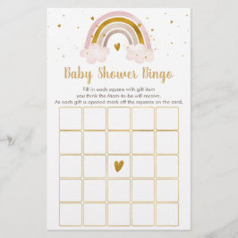 Rainbow Neutralt Guld Pastel Baby Shower Bingo Gam