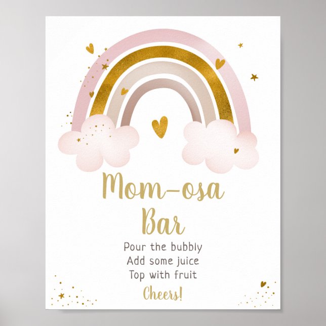 Rainbow Neutralt Guld Pastel Baby Shower Mimosa Pu Poster (Framsidan)