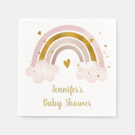 Rainbow Neutralt Guld Pastel Baby Shower Pappersservett