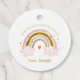 Rainbow Neutralt Guld Pastel Baby Shower Tack Gåvor Etiketter
