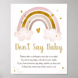 Rainbow Neutralt Guld Pastel Säg inte Baby Game Poster