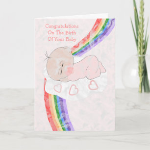 Rainbow New Born Flicka Kort