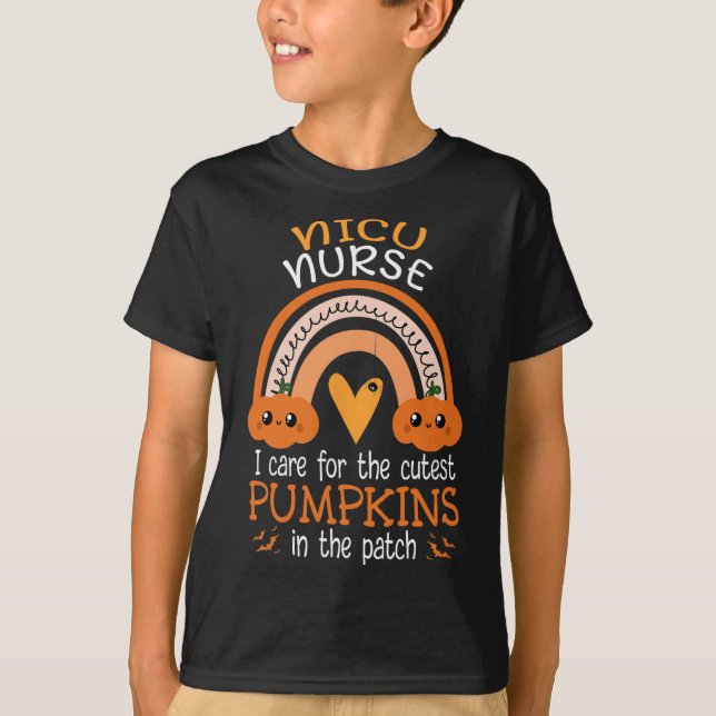 Rainbow NICU Nurse Cutest Pumpkins in the Patch ha T Shirt (Framsida)