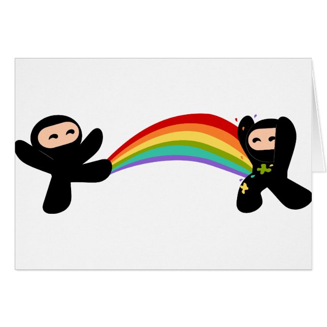 Rainbow Ninja Kick Hälsningskort (Framsidan Horizontal)