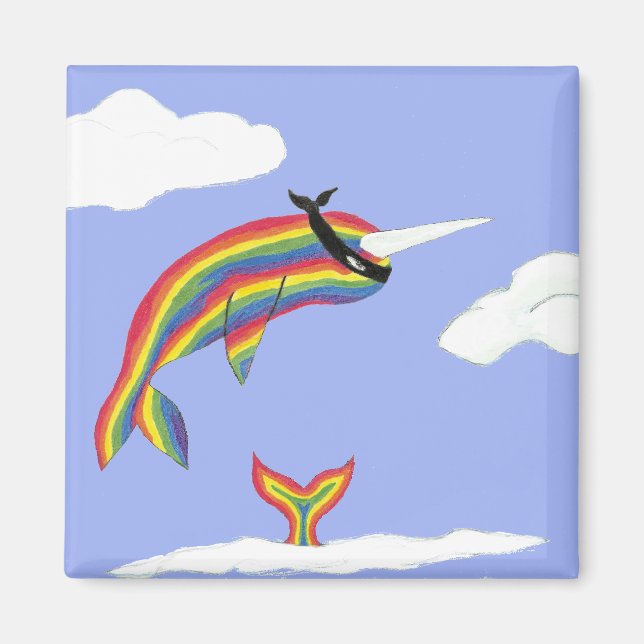 Rainbow Ninja Narwhal Magnet (Framsidan)