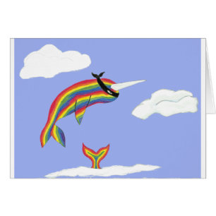 Rainbow Ninja Narwhal som flyger Hälsningskort
