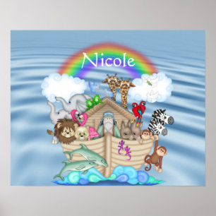 RAINBOW NOAHS ARK NURSERY DEKORATION Poster
