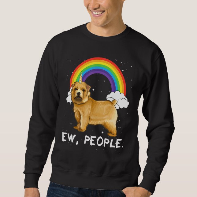 Rainbow Norwich Terrier Ew People Unicorn Hund Lång Ärmad Tröja (Framsida)