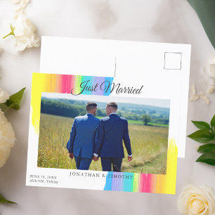 Rainbow Ny gifta Newlyged Photo Chic Bröllop Meddelande Vykort