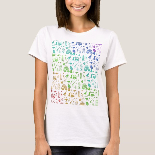 Rainbow Nya Zeeland Mönster T Shirt (Framsida)
