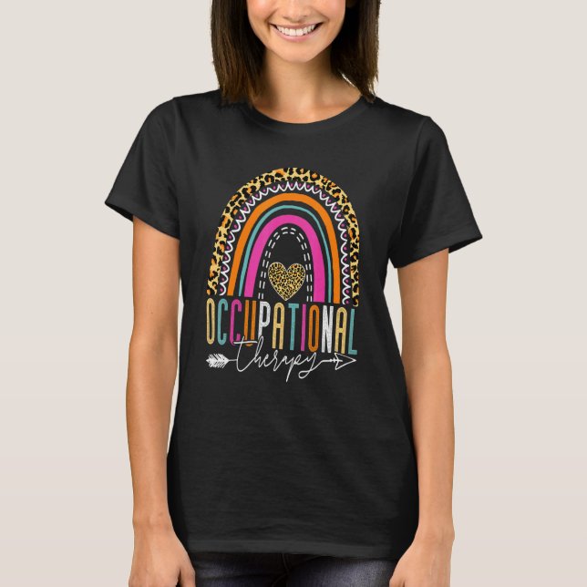 Rainbow Occupational Therapy Leopard OT Therapist  T Shirt (Framsida)