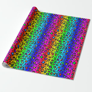 Rainbow och Black Leopard Skriv ut Mönster Presentpapper