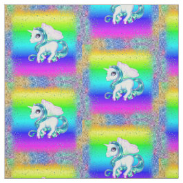 Rainbow och Glitter Unicorn Tyg