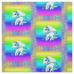 Rainbow och Glitter Unicorn Tyg