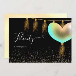 Rainbow och Guld Födelsedagsfest inbjudan