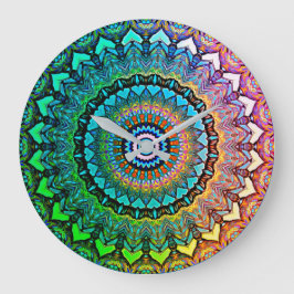 Rainbow och Hearts Mandala Stor Klocka