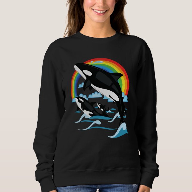 Rainbow och Jumping Orca Killer Whale T Shirt (Framsida)