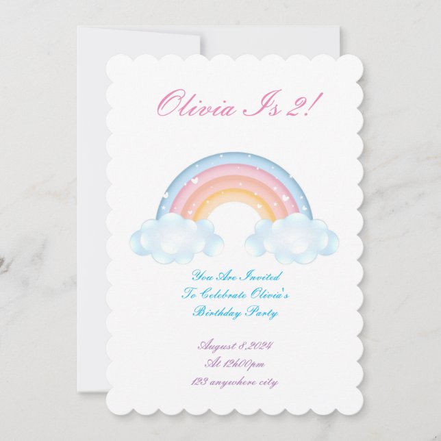 RAINBOW OCH MUFFINSAR BIRTHDAY INBJUDNINGskort (Framsida)