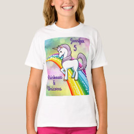 Rainbow och Unicorn Birthday T-Shirt Girls