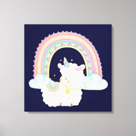 Rainbow och Unicorn Lamb Canvastryck