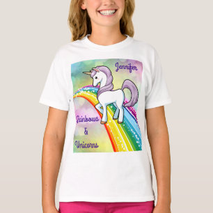 Rainbow och Unicorn T-Shirt Girls Shirt Personaliz