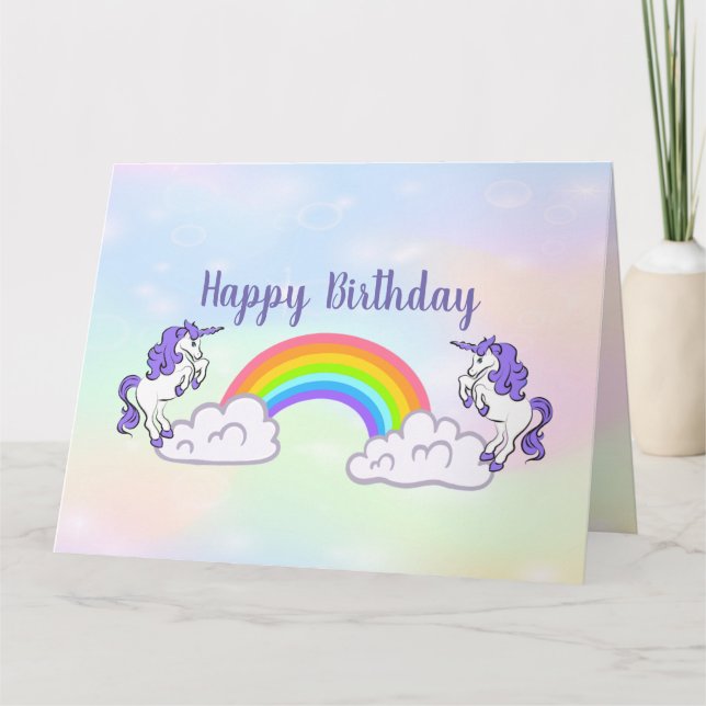 Rainbow och Unicorns Design Foleting Card Kort (Framsida)