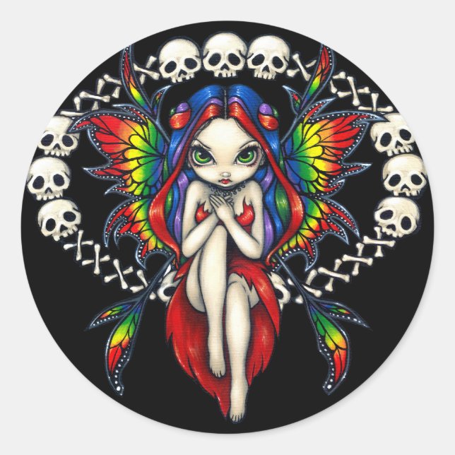 "Rainbow of Bones" Sticker Runt Klistermärke (Framsida)