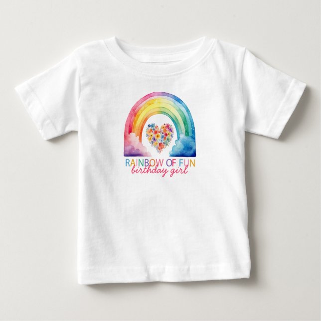 Rainbow of Roligt Birthday Girl Baby T-Shirt (Framsida)