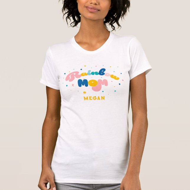 Rainbow of Roligt Födelsedagsfest Theme Mamma T-Sh T Shirt (Framsida)