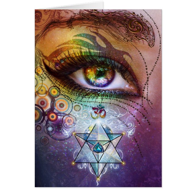 Rainbow Öga Kärlek & Light Hälsningskort (Framsidan)