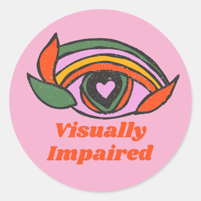 Rainbow Öga med anpassningstext Runt Klistermärke (Framsida)