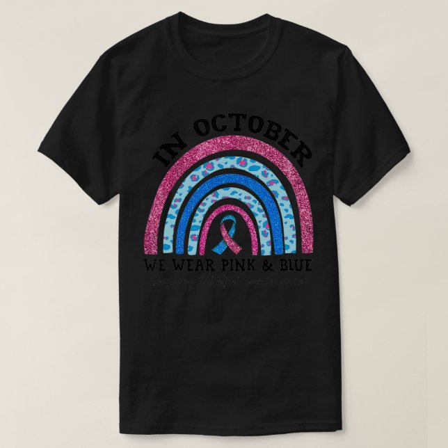 Rainbow oktober vi bära rosa blue gravid infundera t shirt (Design framsida)