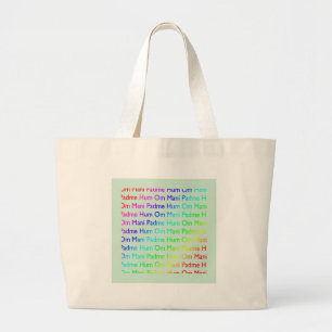 Rainbow Om Mani Padme Hum (på Baby blue) Jumbo Tygkasse