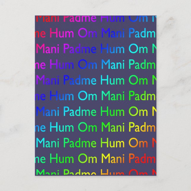 Rainbow Om Mani Padme Hum på Lila Vykort (Framsida)