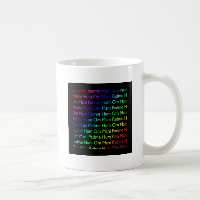 Rainbow Om Mani Padme Hum (på svart) Kaffemugg (Höger)