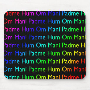 Rainbow Om Mani Padme Hum (på svart) Musmatta