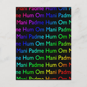 Rainbow Om Mani Padme Hum (på svart) Vykort