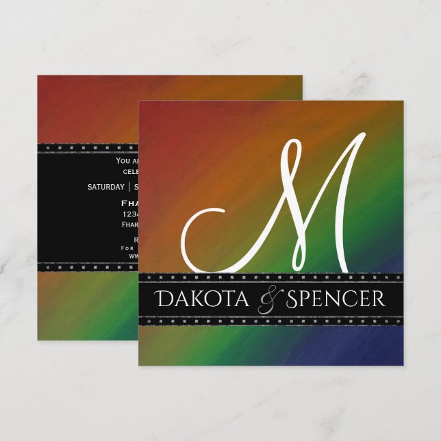 Rainbow Ombre | Abstrakt för fetfärgat Pride Flagg Inbjudningar (Fram/baksida)