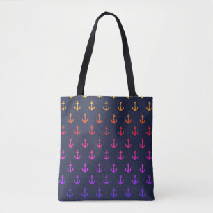 Rainbow Ombre Anchors Tote Bag Tygkasse