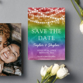 Rainbow Ombre Gay Bröllop spara datum Datumet
