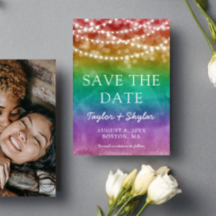 Rainbow Ombre Gay Bröllop spara datum Datumet