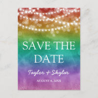 Rainbow Ombre Gay Bröllop spara datum