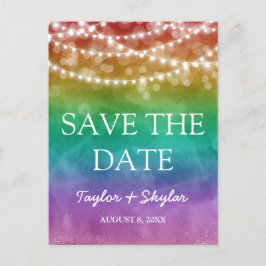 Rainbow Ombre Gay Bröllop spara datum Vykort