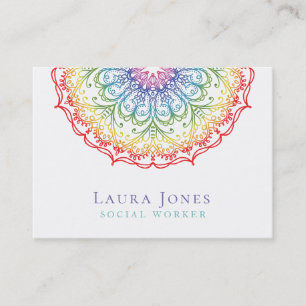 Rainbow Ombre Mandala Dam Pride Hair Stylist Visitkort