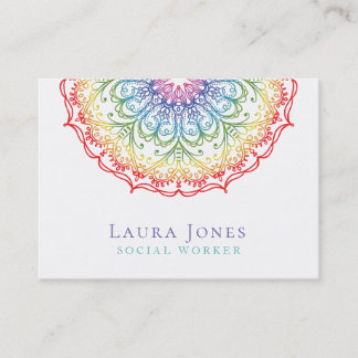 Rainbow Ombre Mandala Dam Pride Hair Stylist Visitkort
