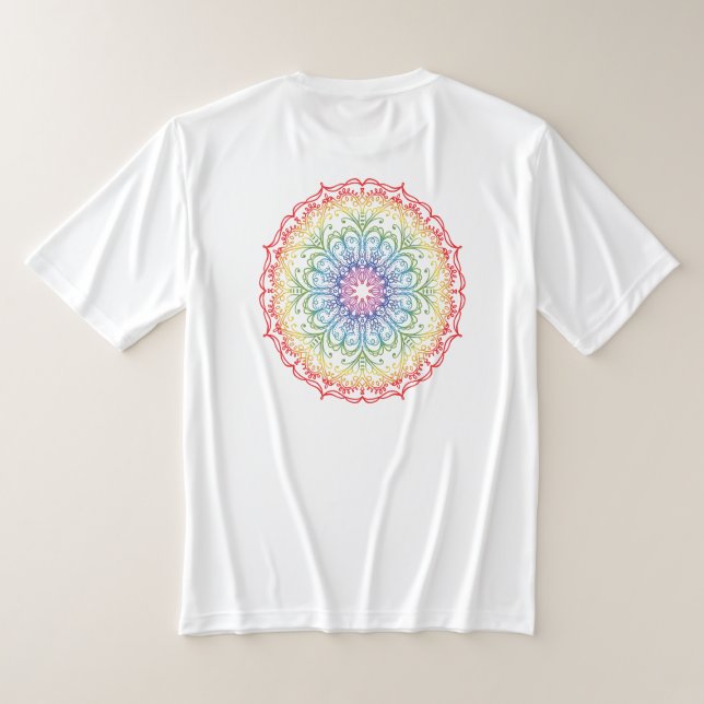 Rainbow Ombre Mandala T Shirt (Laydown Baksida)